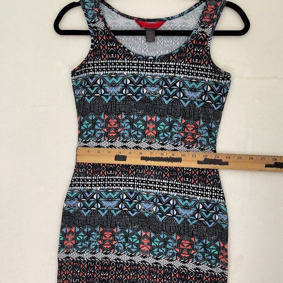 Hot Kiss Pink Blue Multicolor Geometric Sleeveless Short Mini Dress Size Medium - Picture 7 of 7